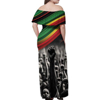 Make His-Herstories Family Matching Off Shoulder Maxi Dress and Hawaiian Shirt Black Power Hand and Pan-African Flag LT9 - Wonder Print Shop