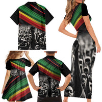 Make His-Herstories Family Matching Short Sleeve Bodycon Dress and Hawaiian Shirt Black Power Hand and Pan-African Flag - Wonder Print Shop