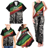 Make His-Herstories Family Matching Tank Maxi Dress and Hawaiian Shirt Black Power Hand and Pan-African Flag - Wonder Print Shop