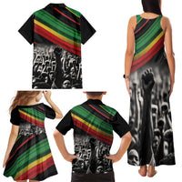 Make His-Herstories Family Matching Tank Maxi Dress and Hawaiian Shirt Black Power Hand and Pan-African Flag - Wonder Print Shop