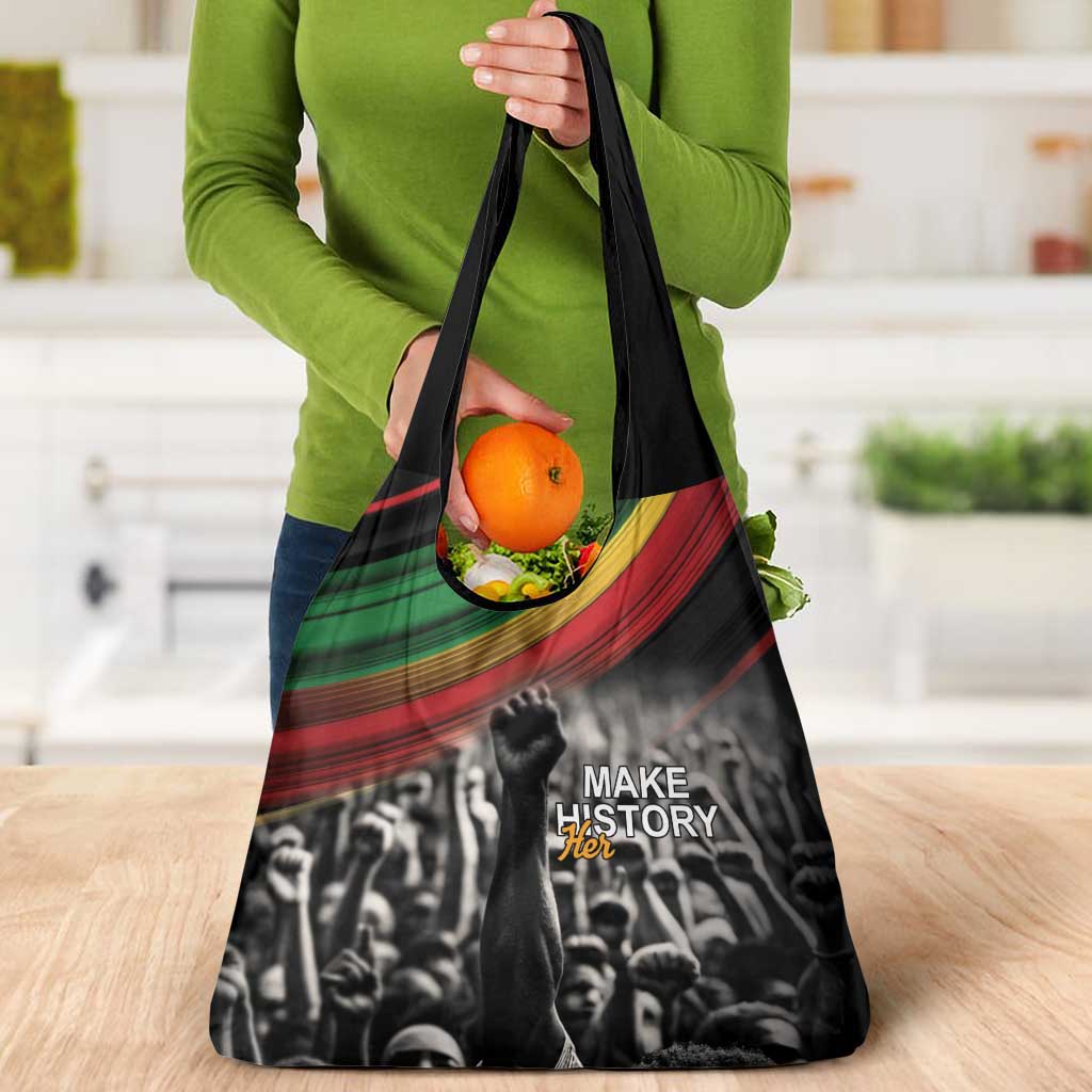 Make His-Herstories Grocery Bag Black Power Hand and Pan-African Flag