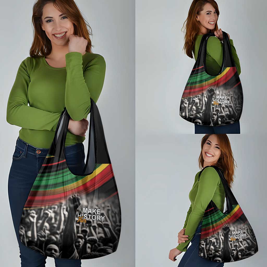 Make His-Herstories Grocery Bag Black Power Hand and Pan-African Flag