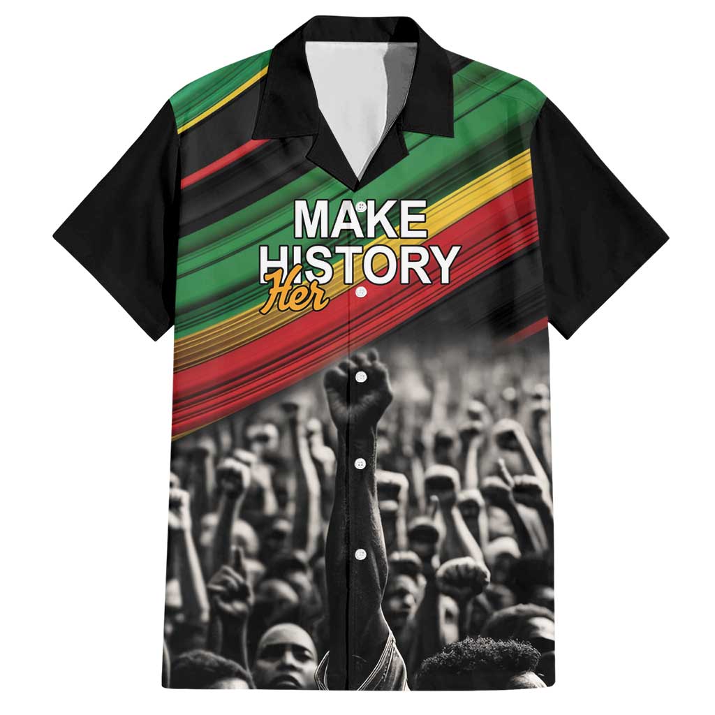 Make His-Herstories Hawaiian Shirt Black Power Hand and Pan-African Flag - Wonder Print Shop
