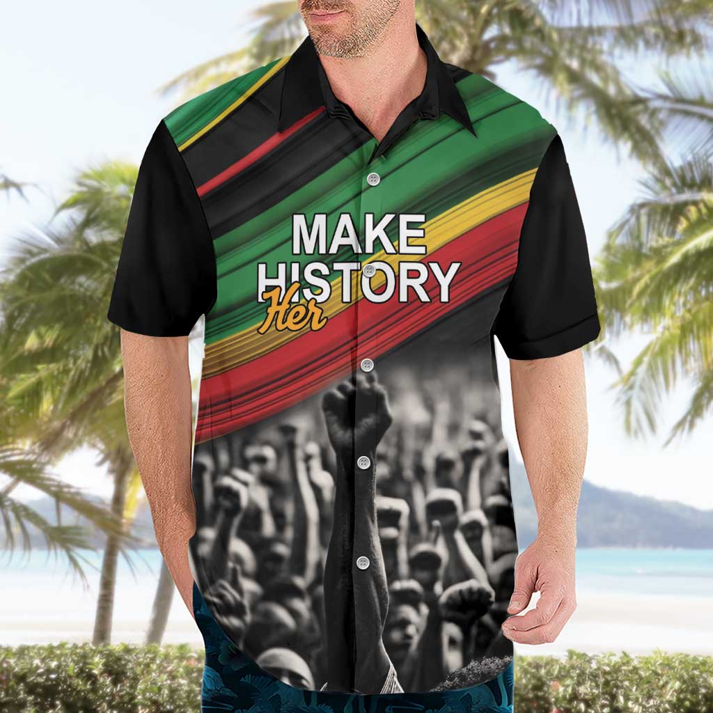 Make His-Herstories Hawaiian Shirt Black Power Hand and Pan-African Flag - Wonder Print Shop