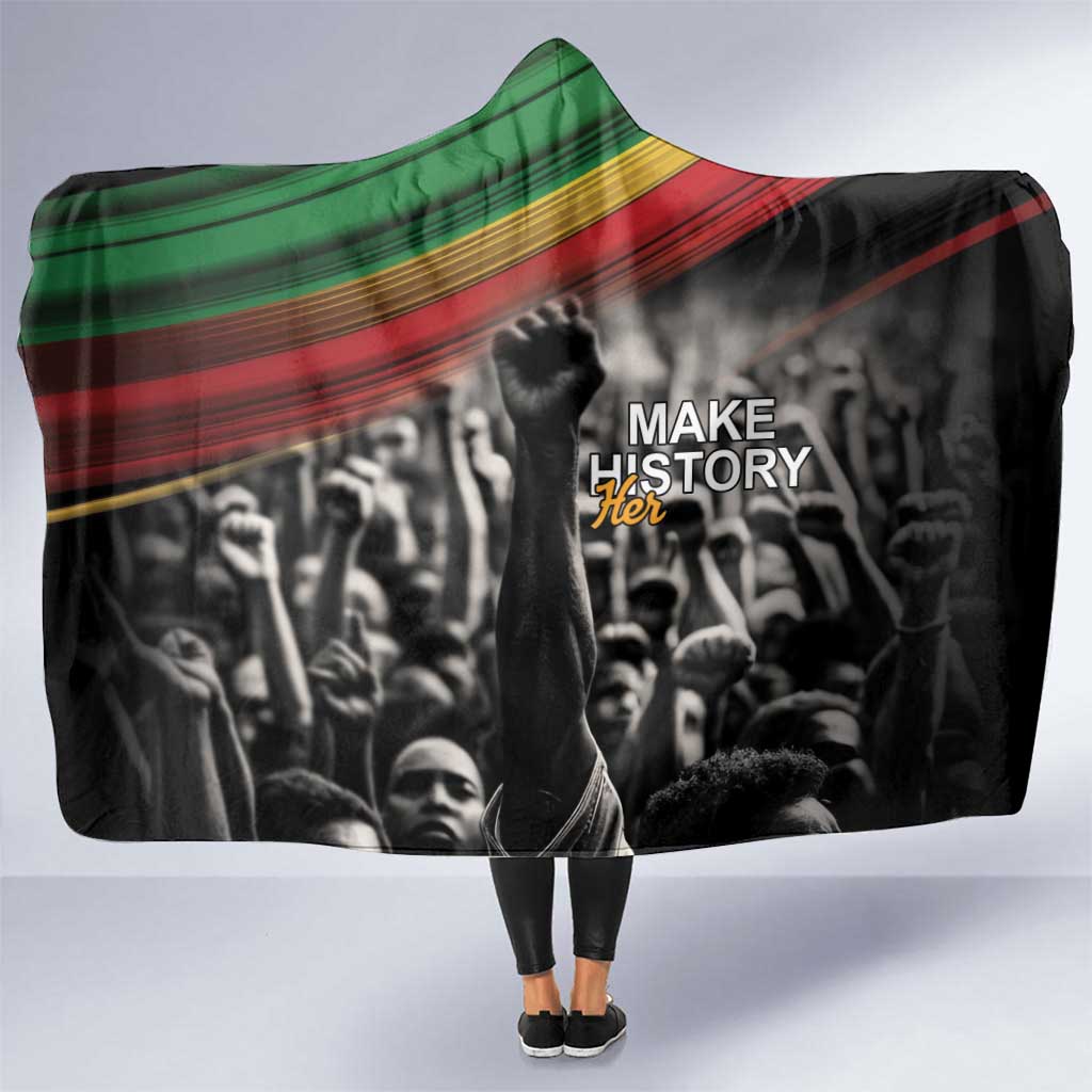 Make His-Herstories Hooded Blanket Black Power Hand and Pan-African Flag