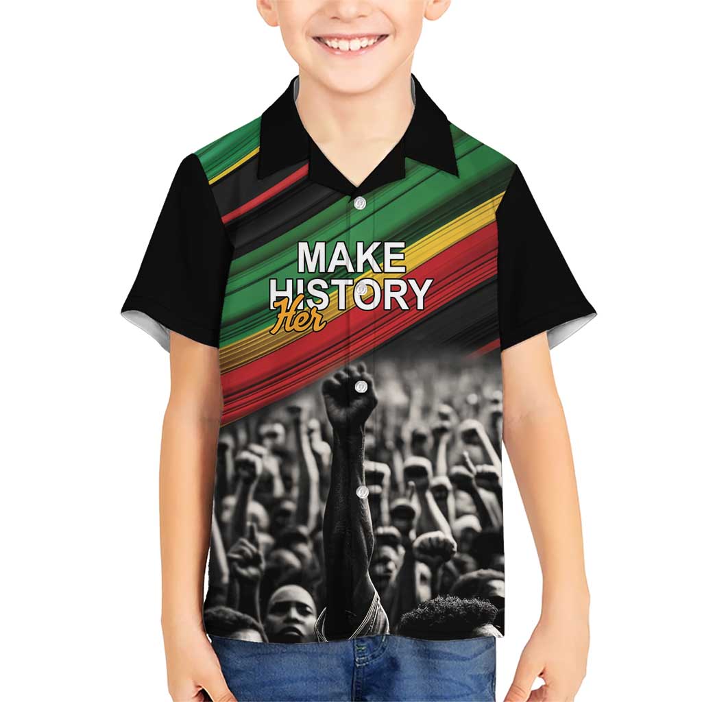 Make His-Herstories Kid Hawaiian Shirt Black Power Hand and Pan-African Flag - Wonder Print Shop