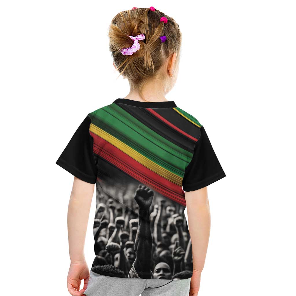 Make His-Herstories Kid T Shirt Black Power Hand and Pan-African Flag - Wonder Print Shop
