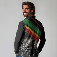 Make His-Herstories Long Sleeve Polo Shirt Black Power Hand and Pan-African Flag - Wonder Print Shop