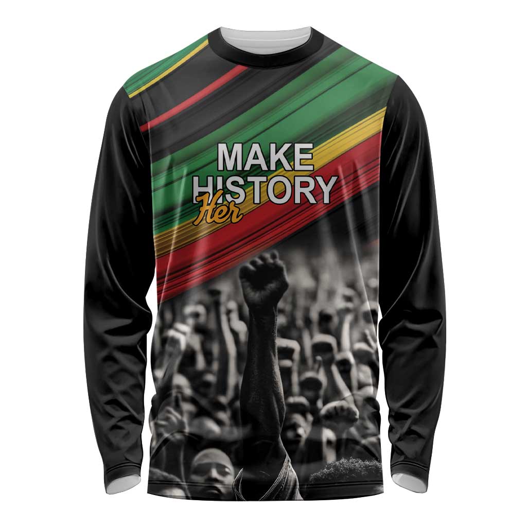 Make His-Herstories Long Sleeve Shirt Black Power Hand and Pan-African Flag - Wonder Print Shop