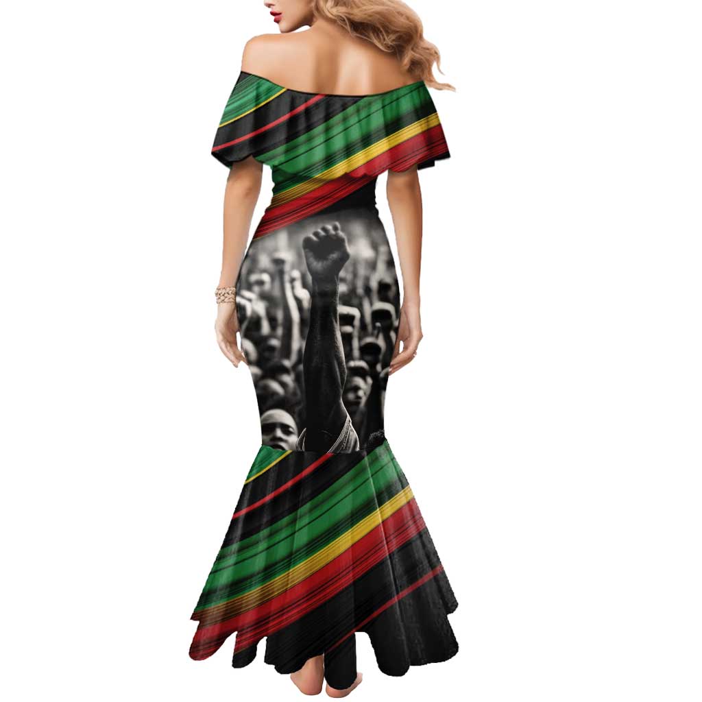 Make His-Herstories Mermaid Dress Black Power Hand and Pan-African Flag - Wonder Print Shop