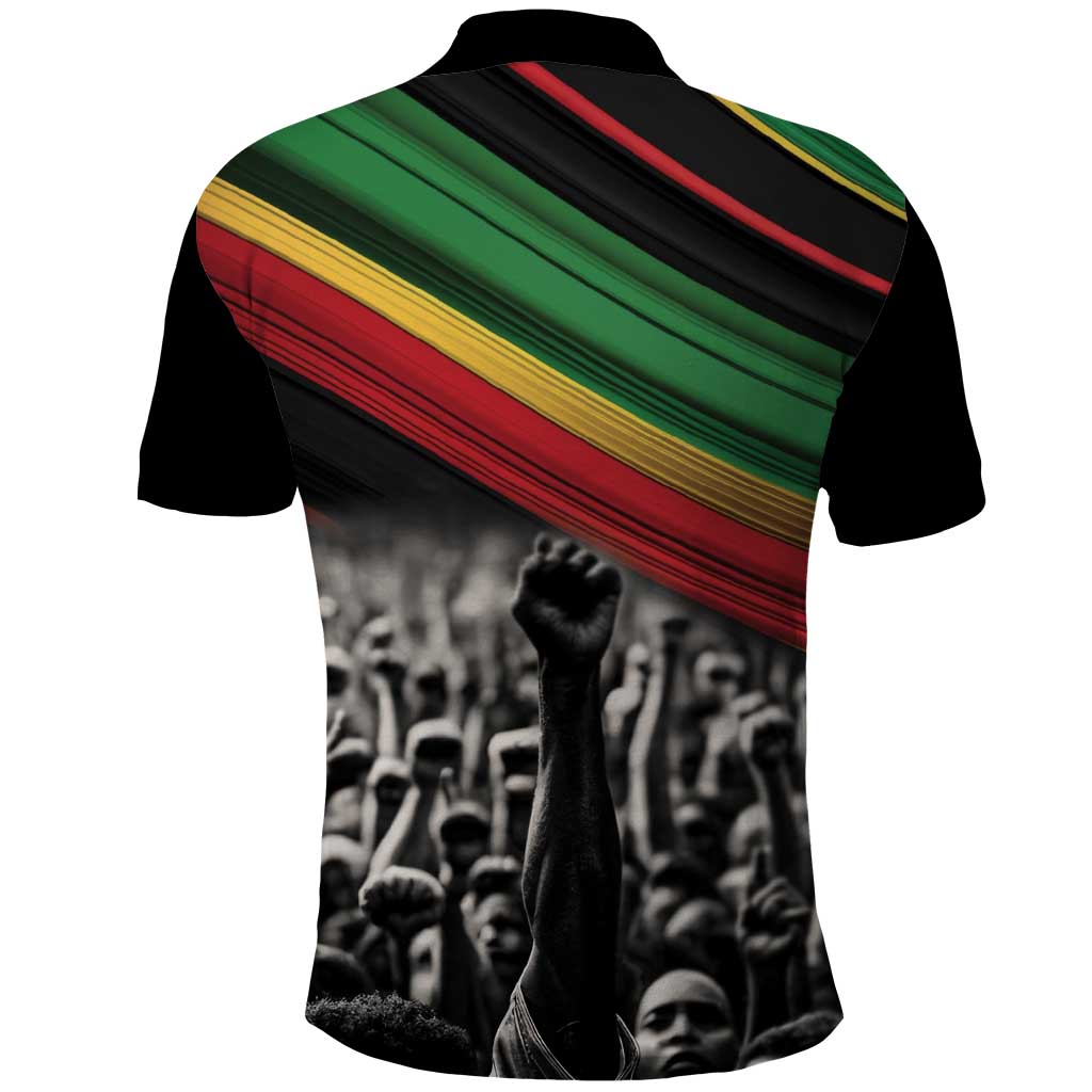 Make His-Herstories Polo Shirt Black Power Hand and Pan-African Flag - Wonder Print Shop
