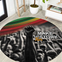 Make His-Herstories Round Carpet Black Power Hand and Pan-African Flag