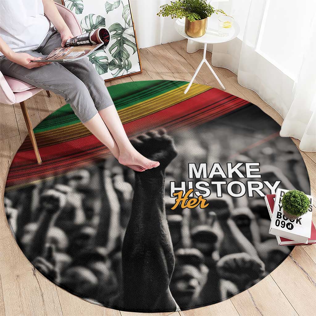 Make His-Herstories Round Carpet Black Power Hand and Pan-African Flag