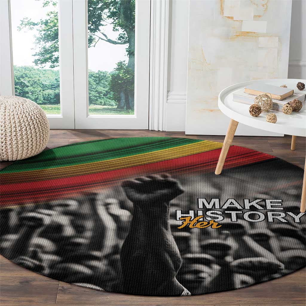 Make His-Herstories Round Carpet Black Power Hand and Pan-African Flag