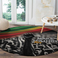 Make His-Herstories Round Carpet Black Power Hand and Pan-African Flag