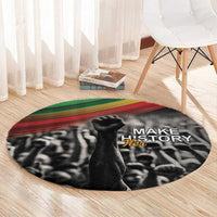 Make His-Herstories Round Carpet Black Power Hand and Pan-African Flag