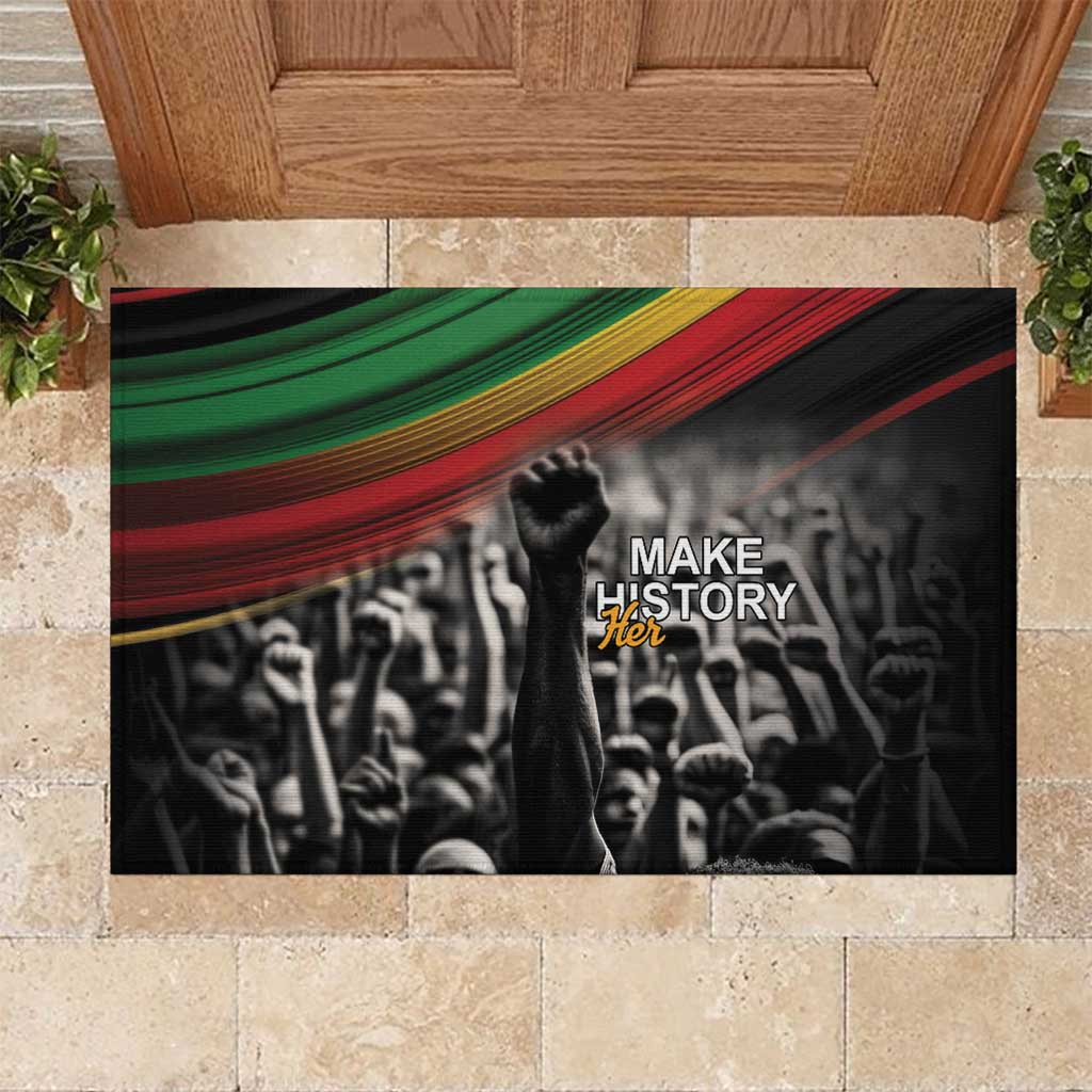 Make His-Herstories Rubber Doormat Black Power Hand and Pan-African Flag - Wonder Print Shop