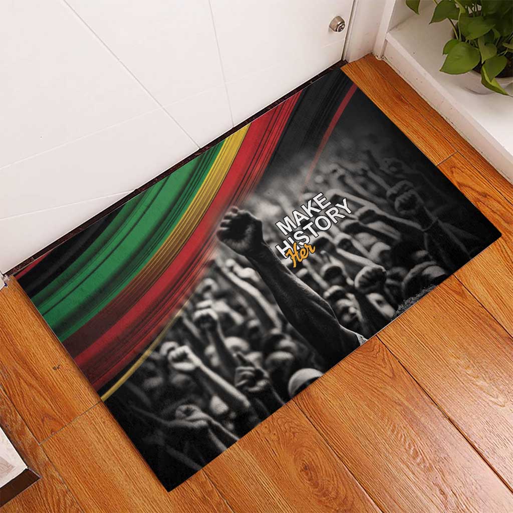 Make His-Herstories Rubber Doormat Black Power Hand and Pan-African Flag - Wonder Print Shop