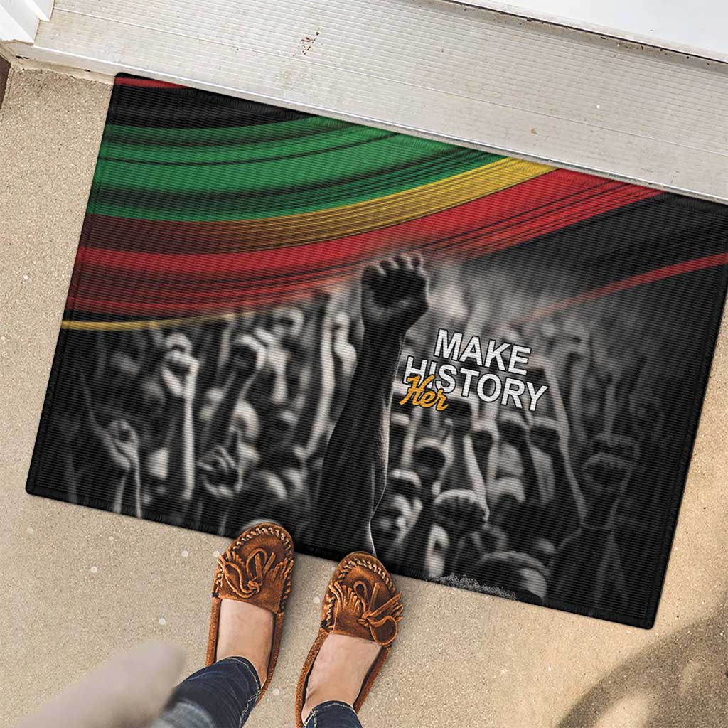 Make His-Herstories Rubber Doormat Black Power Hand and Pan-African Flag - Wonder Print Shop