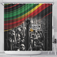 Make His-Herstories Shower Curtain Black Power Hand and Pan-African Flag