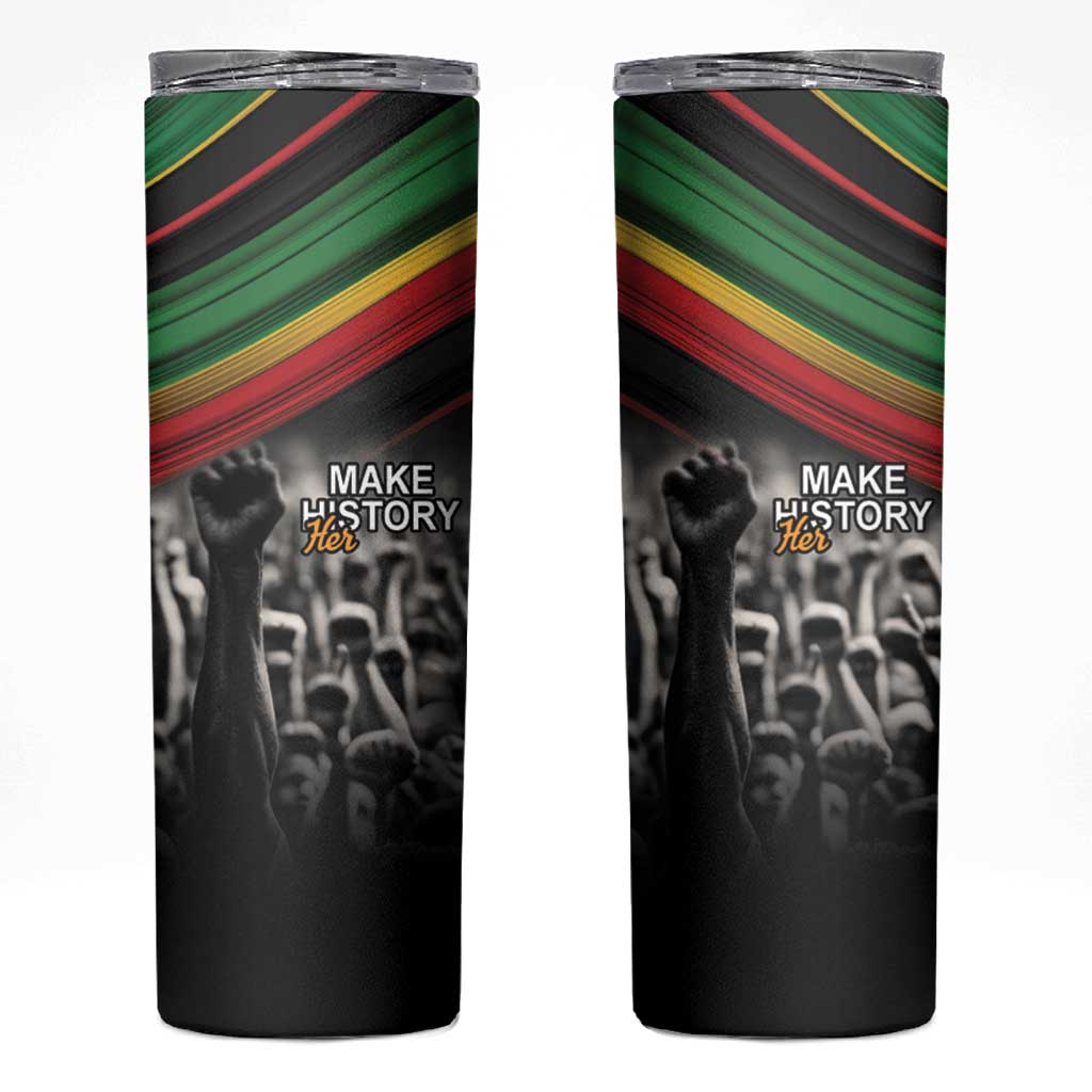 Make His-Herstories Skinny Tumbler Black Power Hand and Pan-African Flag - Wonder Print Shop