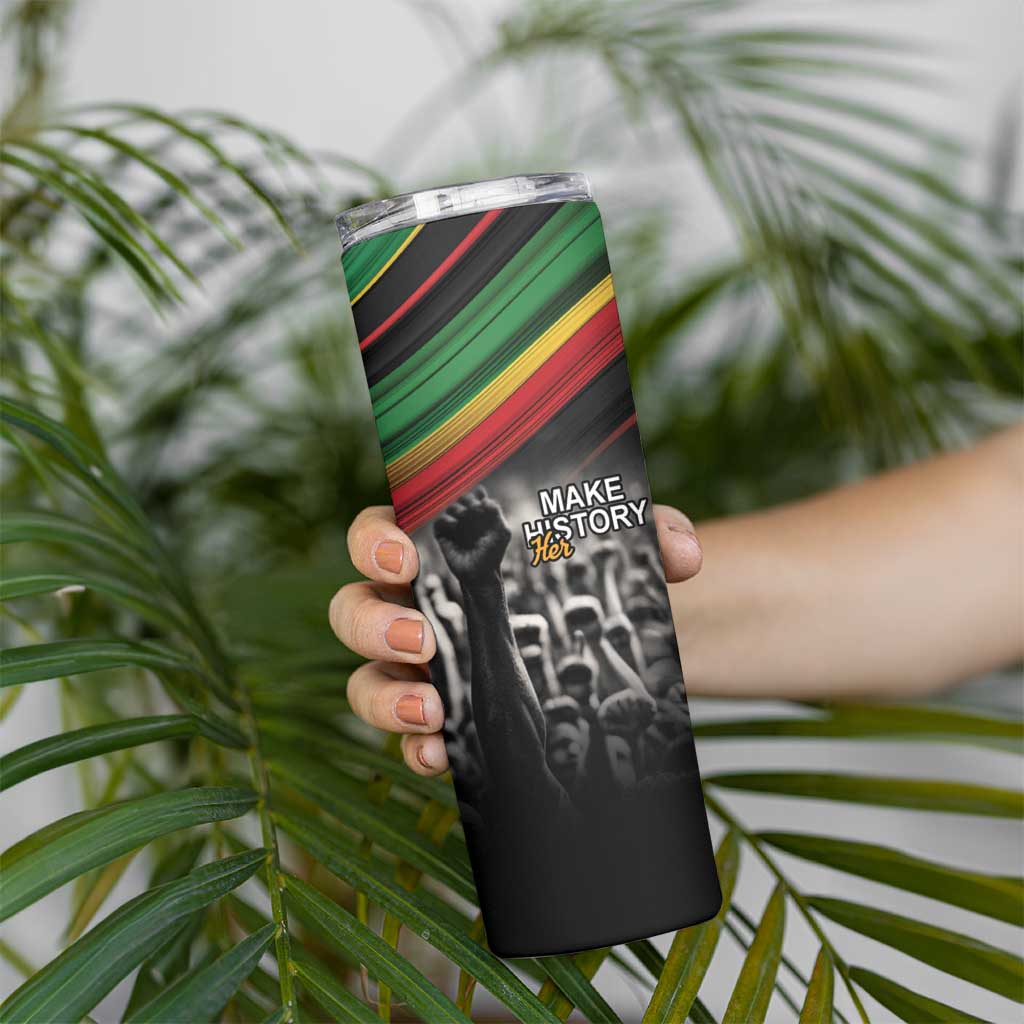 Make His-Herstories Skinny Tumbler Black Power Hand and Pan-African Flag - Wonder Print Shop