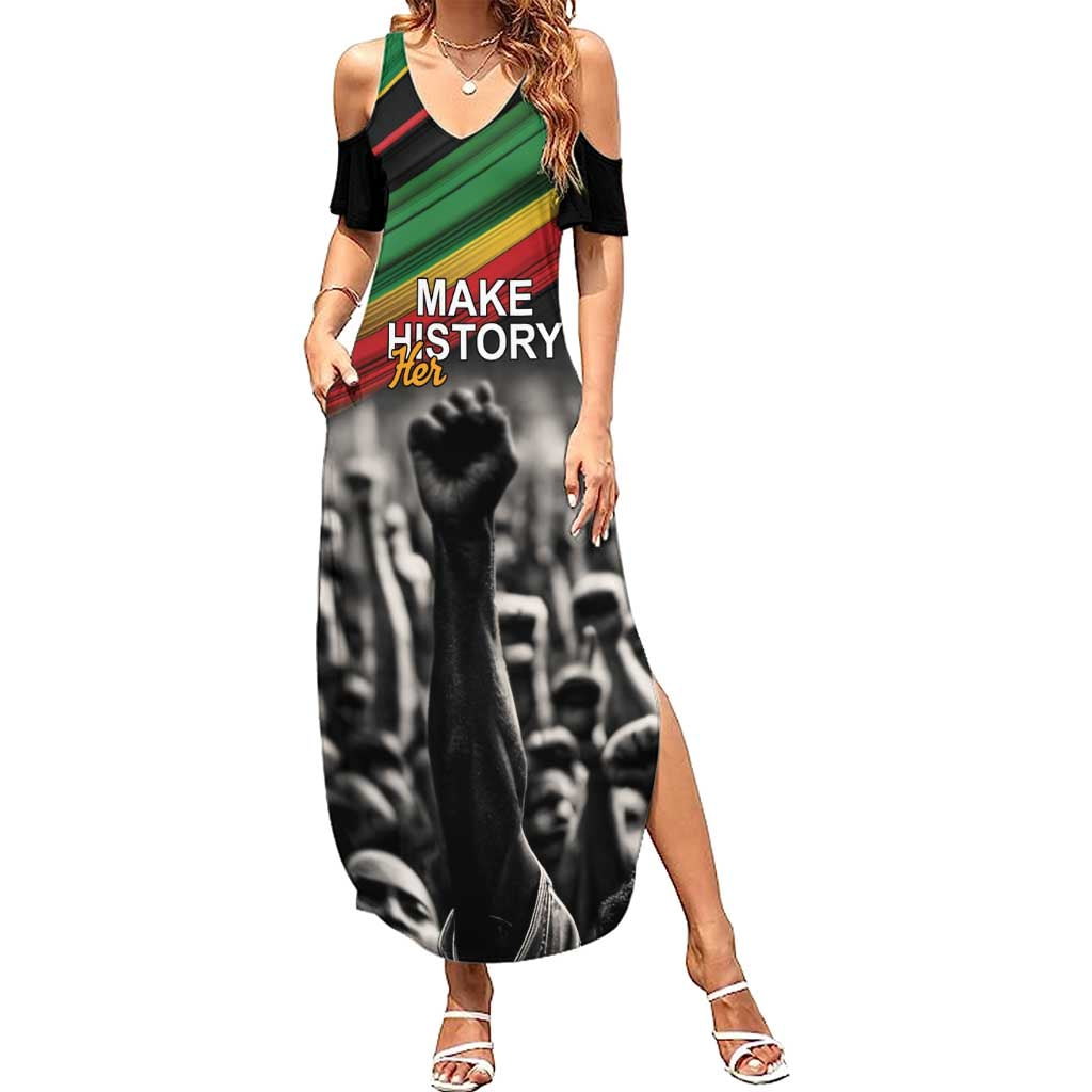 Make His-Herstories Summer Maxi Dress Black Power Hand and Pan-African Flag - Wonder Print Shop