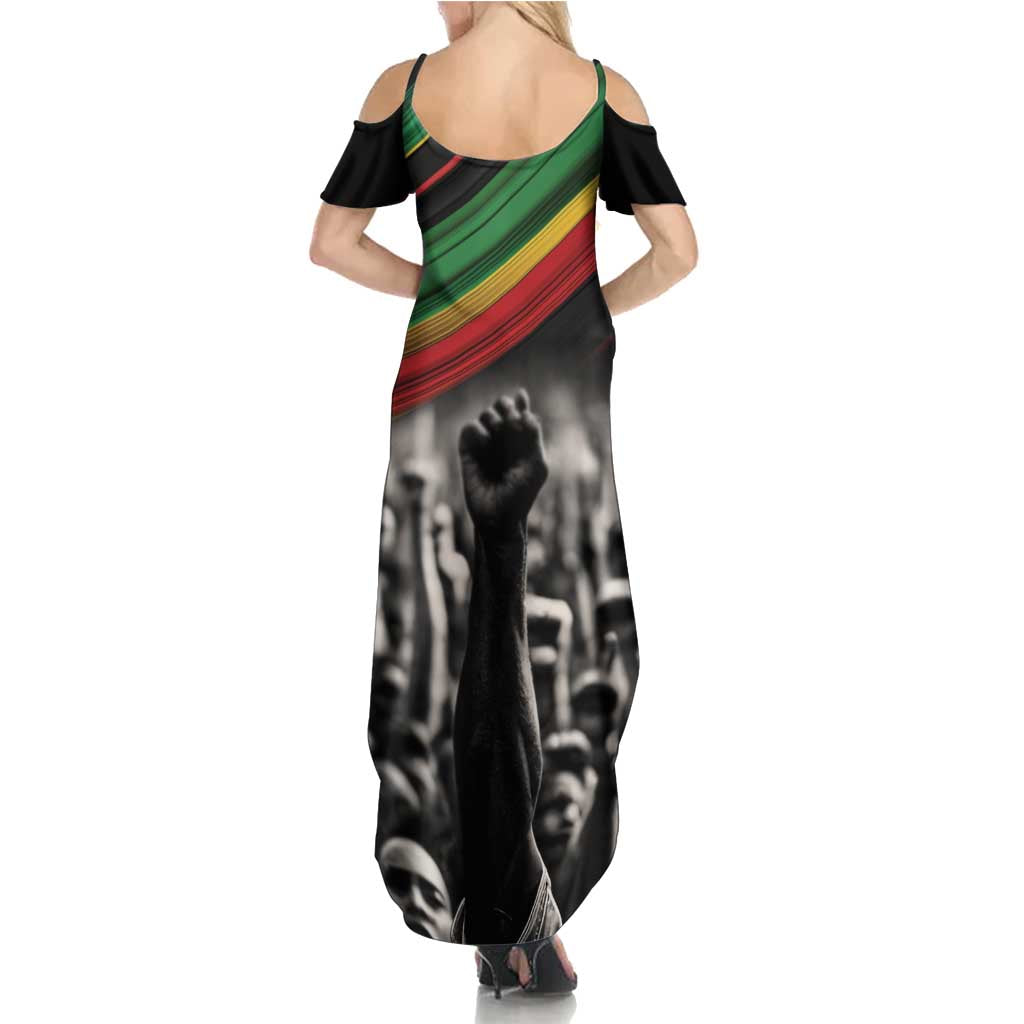 Make His-Herstories Summer Maxi Dress Black Power Hand and Pan-African Flag - Wonder Print Shop