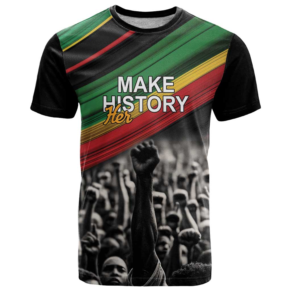 Make His-Herstories T Shirt Black Power Hand and Pan-African Flag - Wonder Print Shop