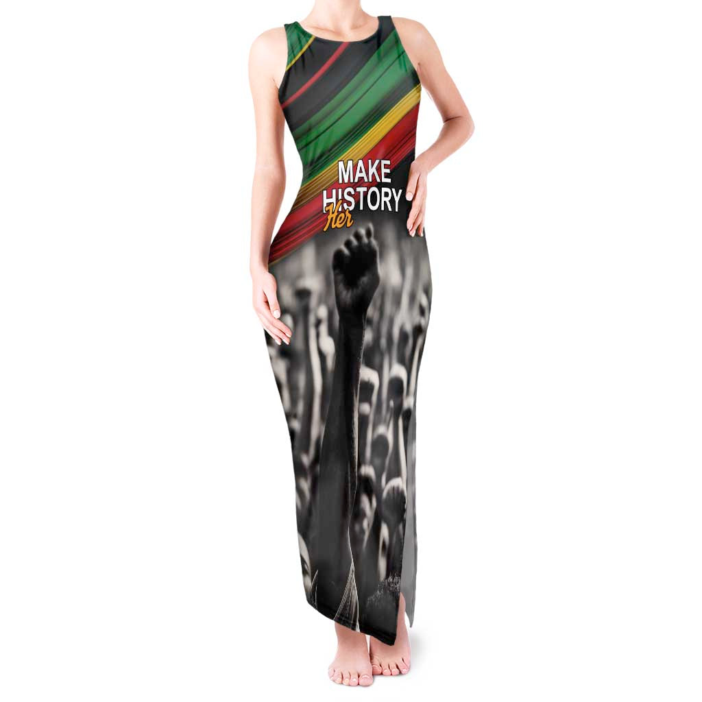 Make His-Herstories Tank Maxi Dress Black Power Hand and Pan-African Flag - Wonder Print Shop