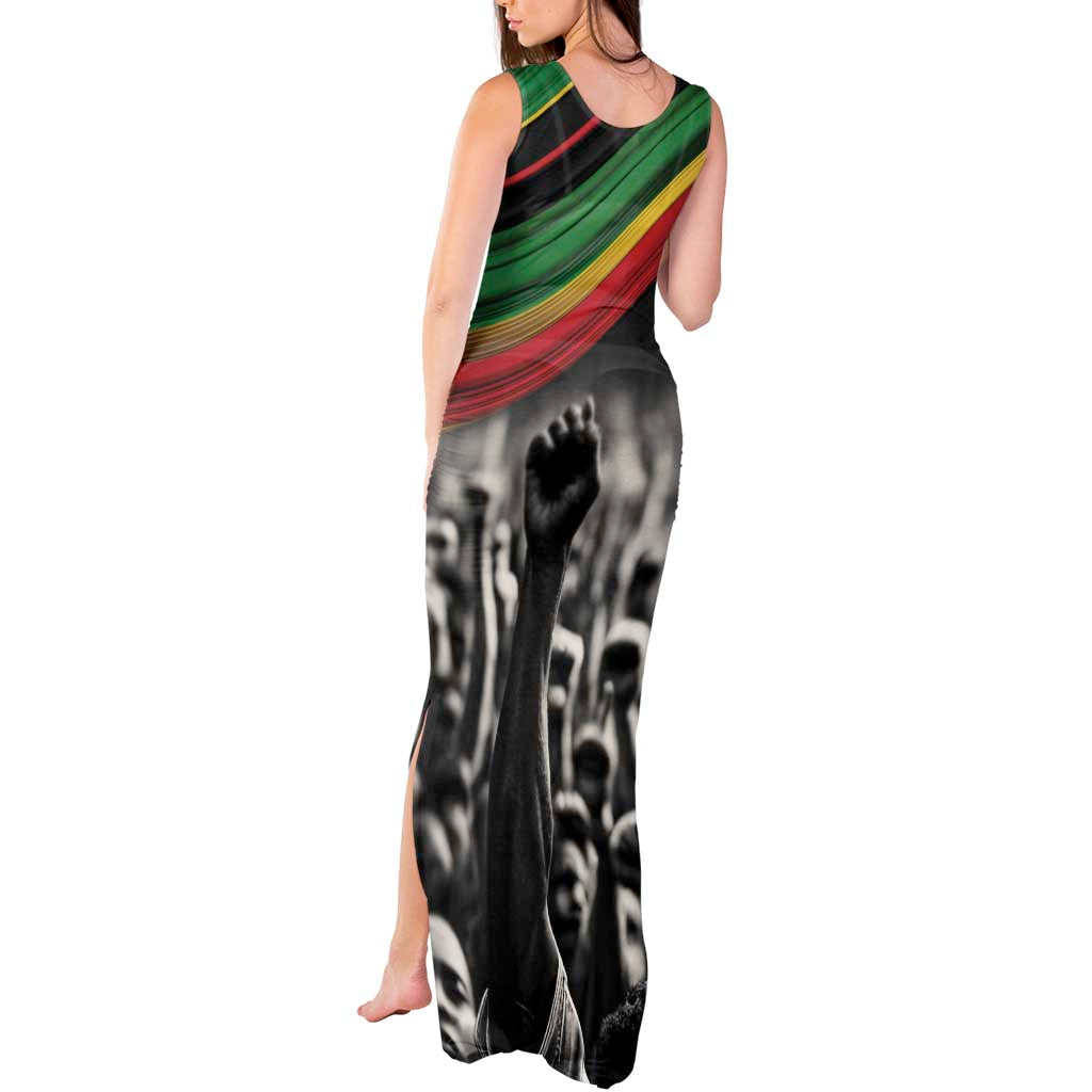 Make His-Herstories Tank Maxi Dress Black Power Hand and Pan-African Flag - Wonder Print Shop