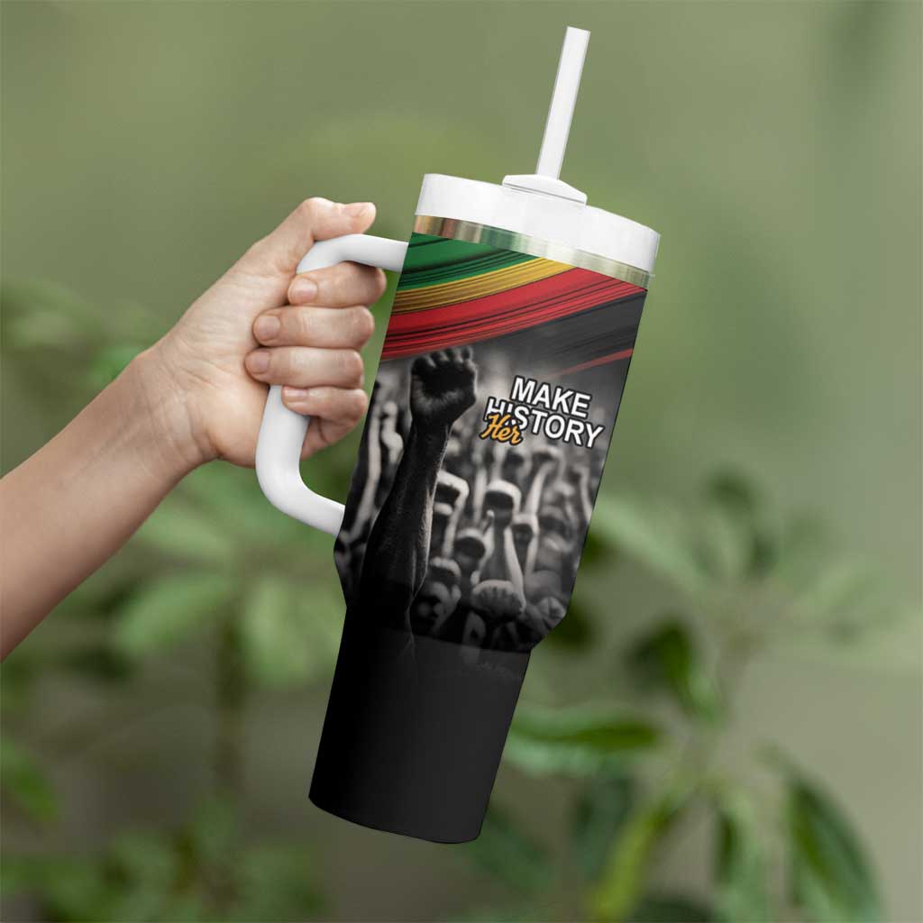 Make His-Herstories Tumbler With Handle Black Power Hand and Pan-African Flag - Wonder Print Shop