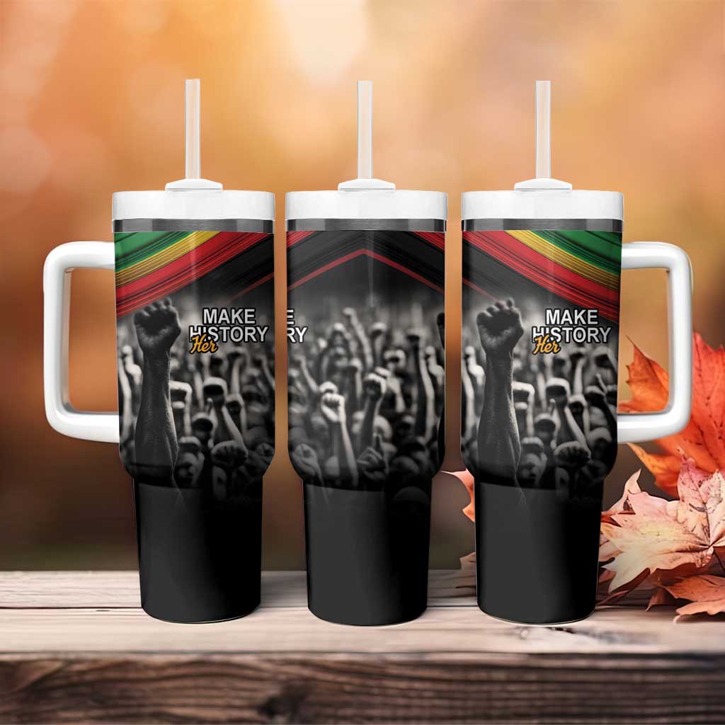 Make His-Herstories Tumbler With Handle Black Power Hand and Pan-African Flag - Wonder Print Shop