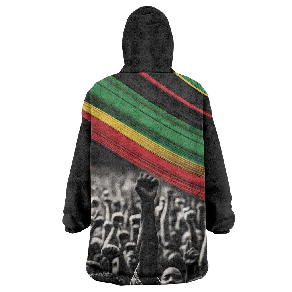 Make His-Herstories Wearable Blanket Hoodie Black Power Hand and Pan-African Flag - Wonder Print Shop