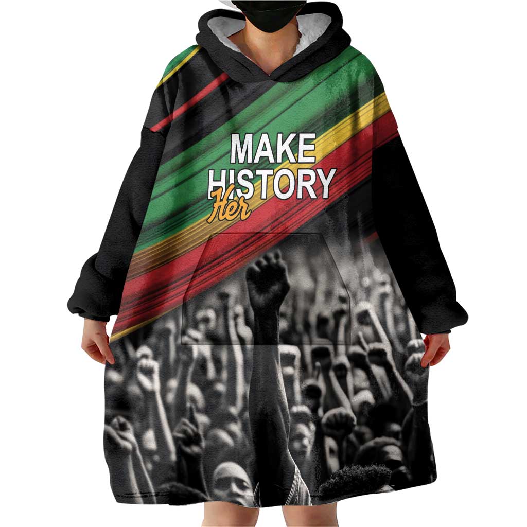 Make His-Herstories Wearable Blanket Hoodie Black Power Hand and Pan-African Flag - Wonder Print Shop