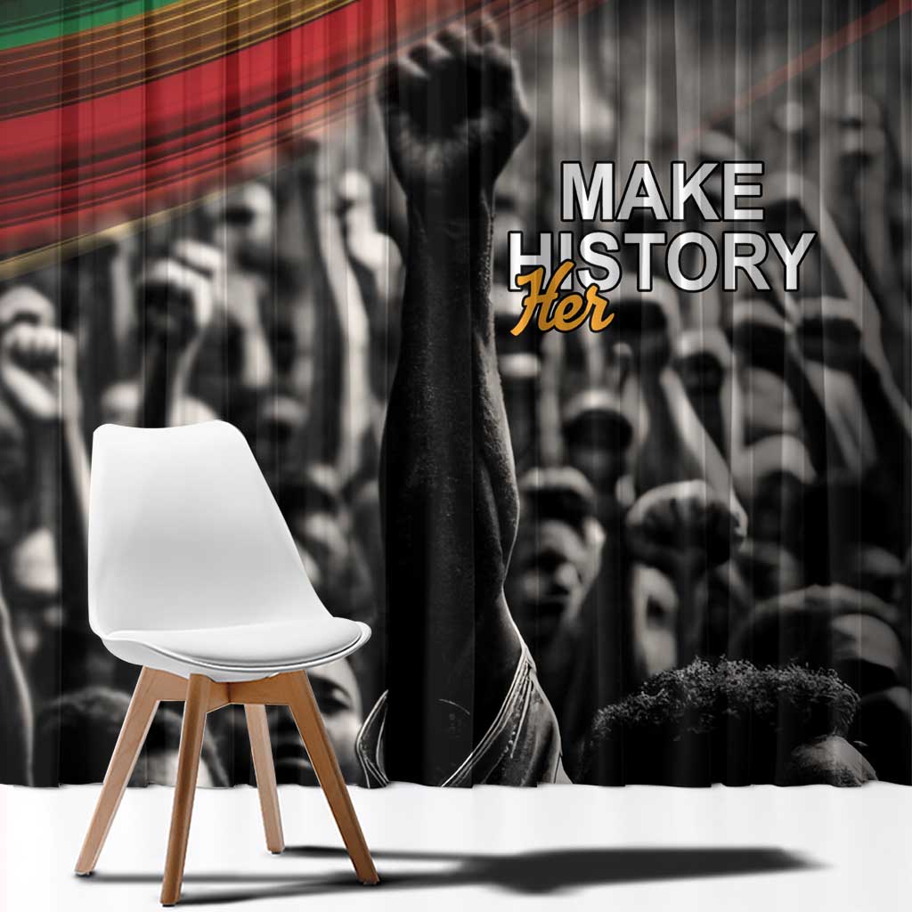 Make His-Herstories Window Curtain Black Power Hand and Pan-African Flag - Wonder Print Shop