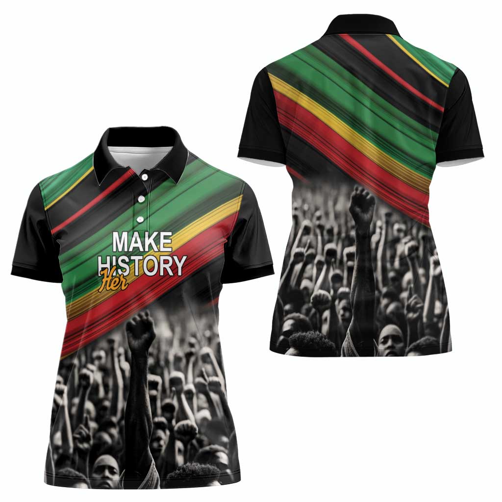 Make His-Herstories Women Polo Shirt Black Power Hand and Pan-African Flag - Wonder Print Shop