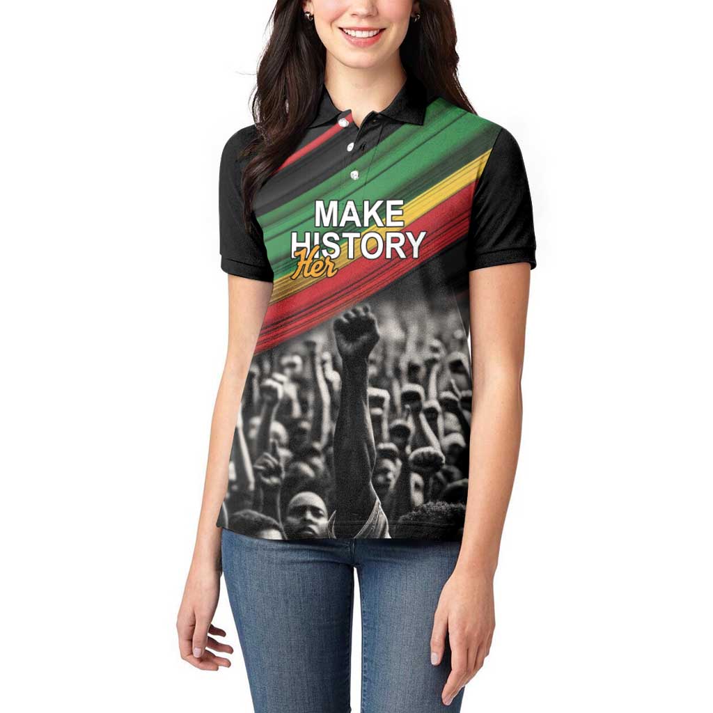 Make His-Herstories Women Polo Shirt Black Power Hand and Pan-African Flag - Wonder Print Shop