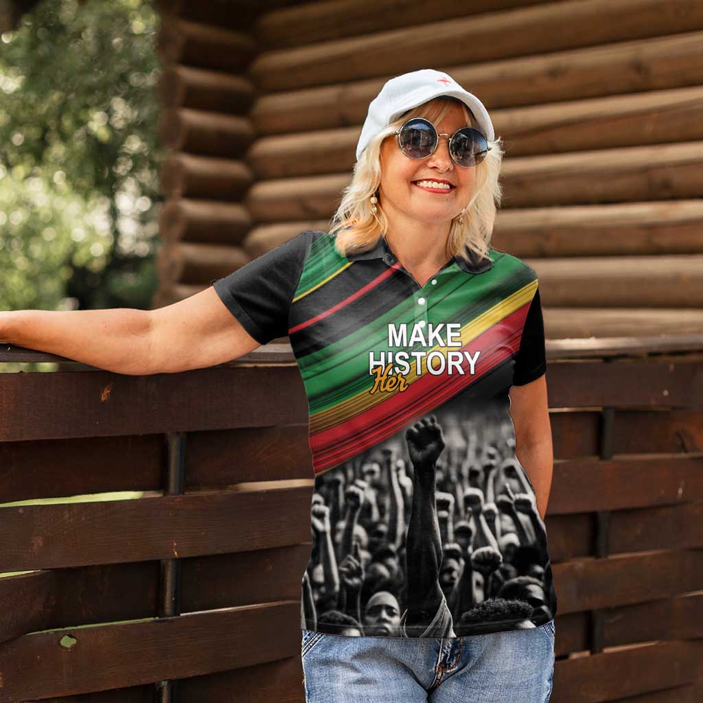 Make His-Herstories Women Polo Shirt Black Power Hand and Pan-African Flag - Wonder Print Shop