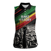 Make His-Herstories Women Sleeveless Polo Shirt Black Power Hand and Pan-African Flag - Wonder Print Shop
