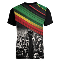 Make His-Herstories Women V-Neck T-Shirt Black Power Hand and Pan-African Flag - Wonder Print Shop