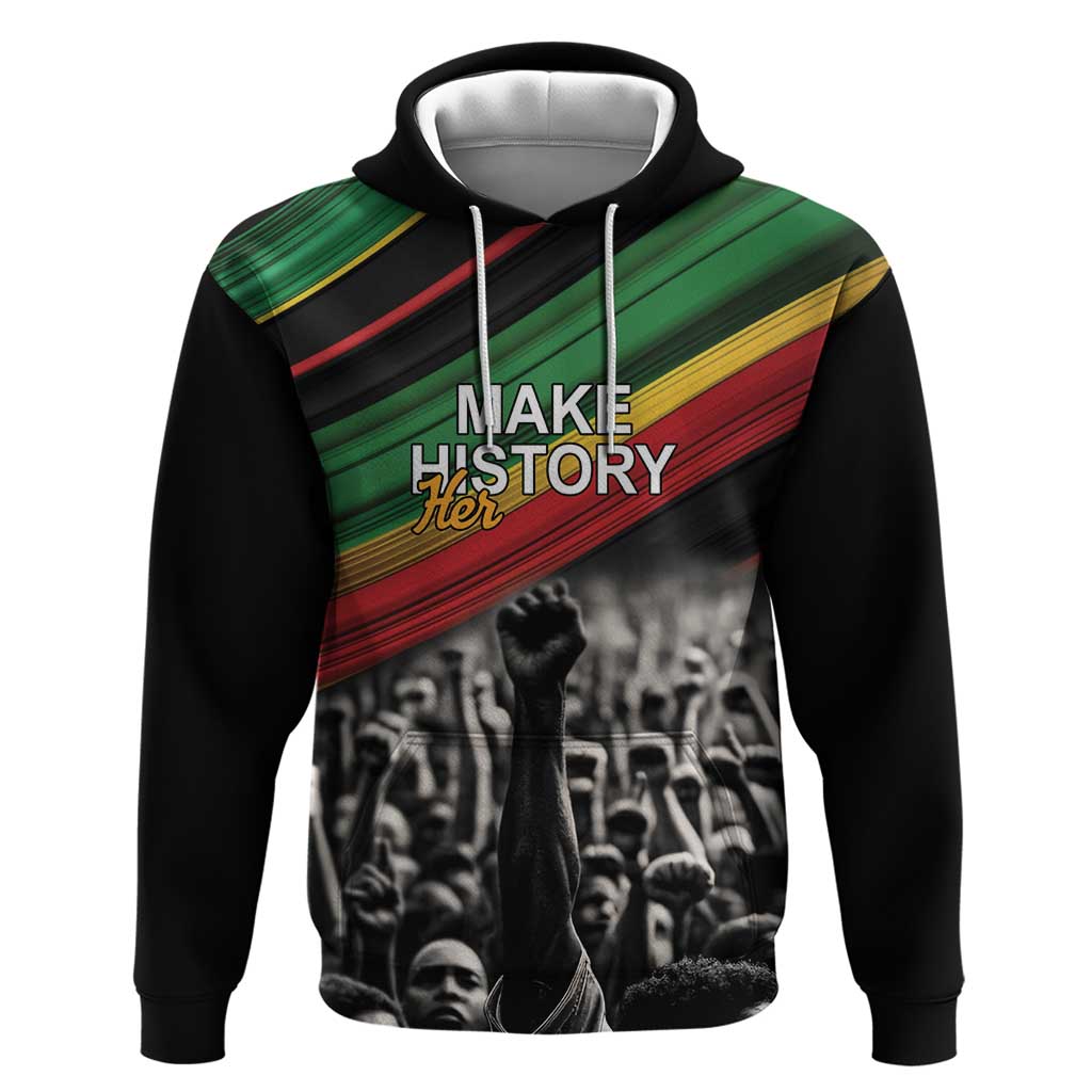 Make His-Herstories Zip Hoodie Black Power Hand and Pan-African Flag - Wonder Print Shop
