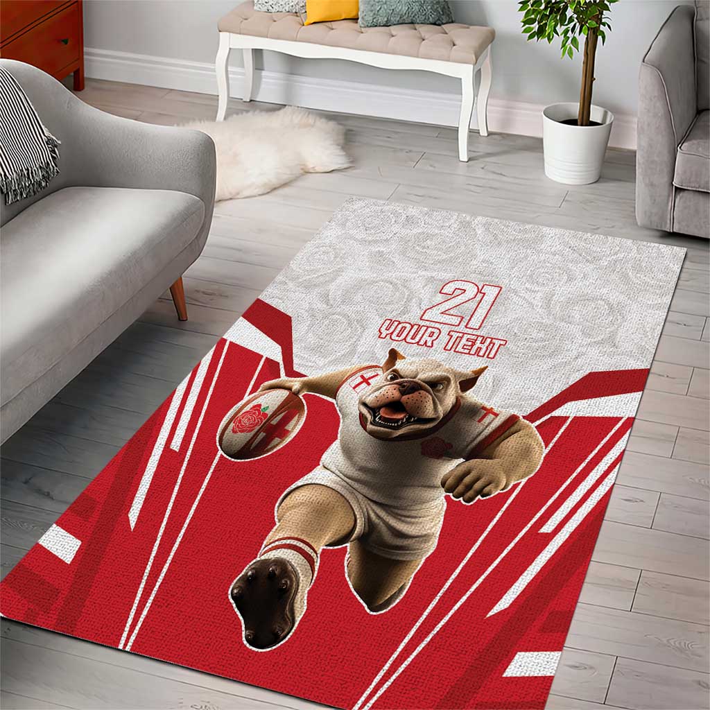 England Rugby Custom Area Rug English Bull Dog Mascot Sporty