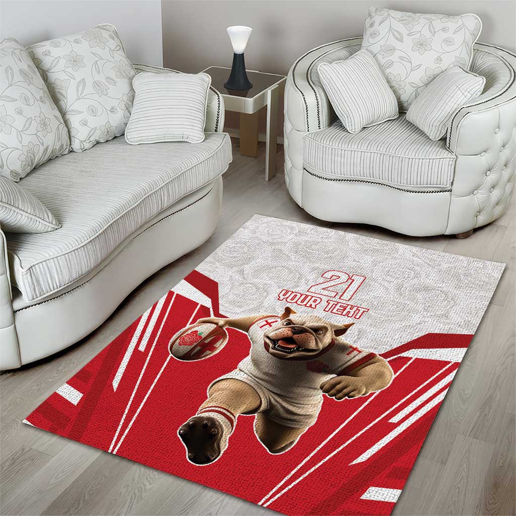 England Rugby Custom Area Rug English Bull Dog Mascot Sporty