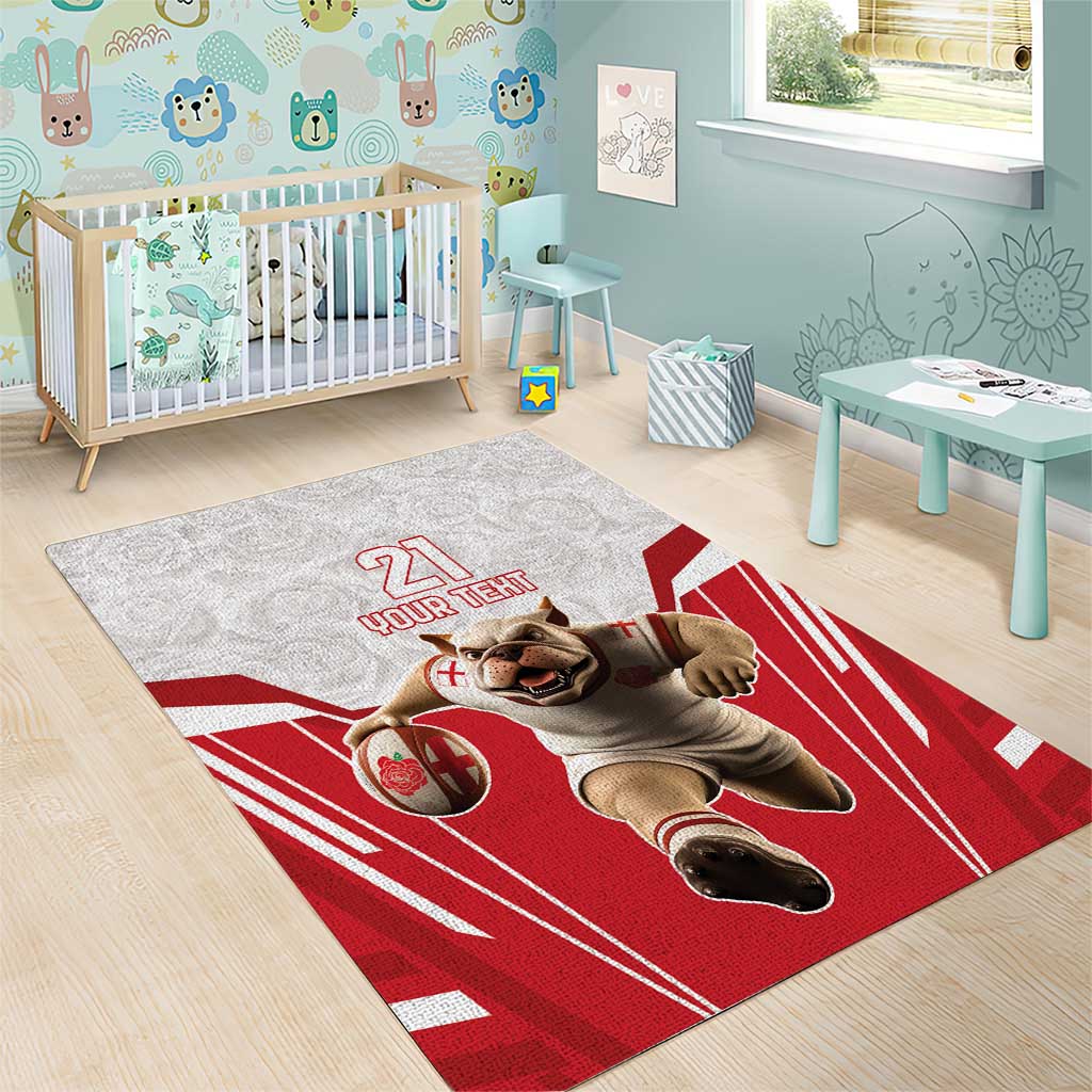 England Rugby Custom Area Rug English Bull Dog Mascot Sporty