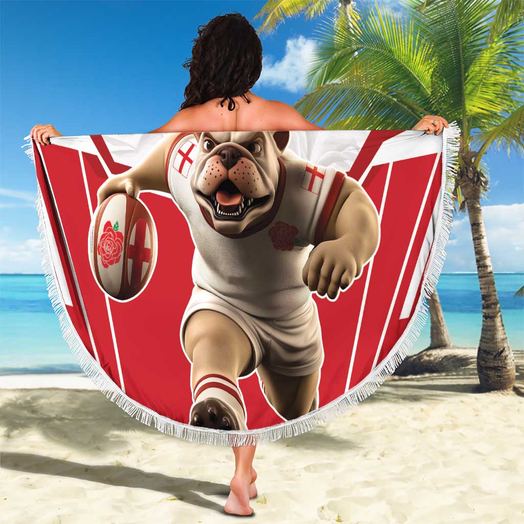 England Rugby Custom Beach Blanket English Bull Dog Mascot Sporty