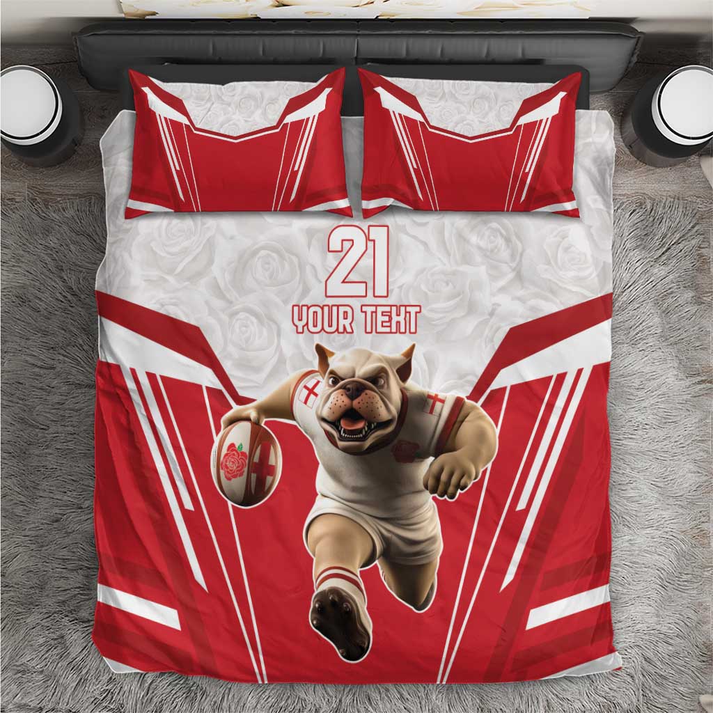 England Rugby Custom Bedding Set English Bull Dog Mascot Sporty