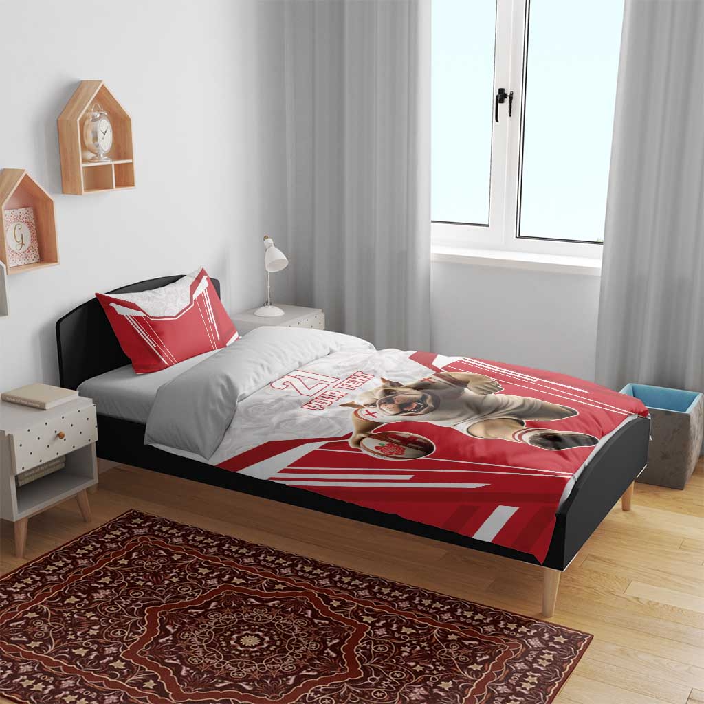 England Rugby Custom Bedding Set English Bull Dog Mascot Sporty
