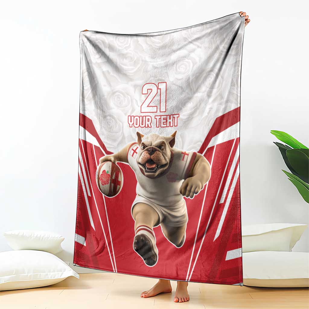 England Rugby Custom Blanket English Bull Dog Mascot Sporty