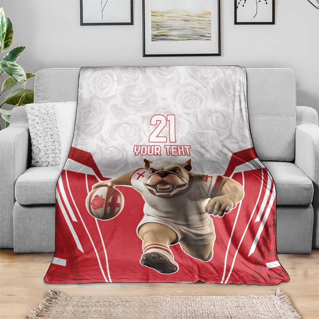 England Rugby Custom Blanket English Bull Dog Mascot Sporty